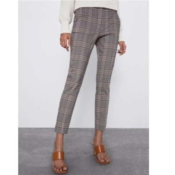 Zara Pants - Zara Women's Plaid Gray Checkered Trousers Size Medium